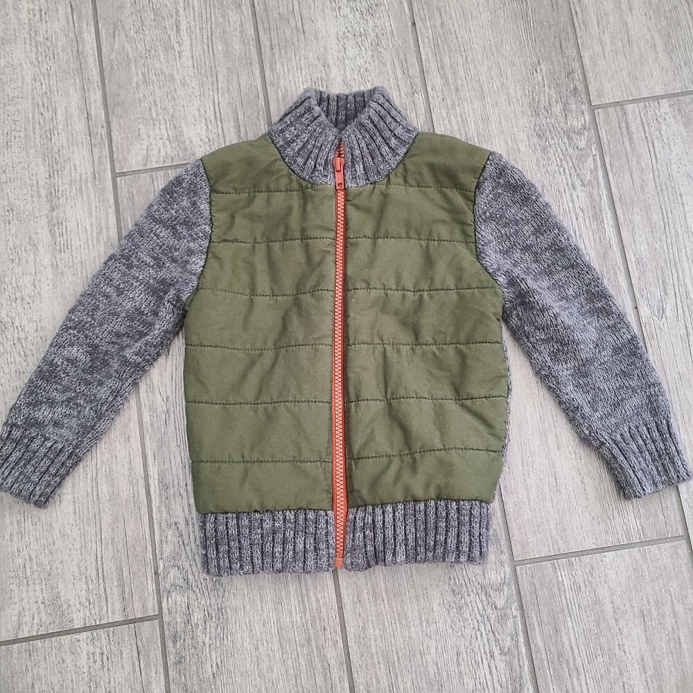 Cat & Jack Toddler Boys Sherpa-Lined Quilted Sweater Jacket Size 3T